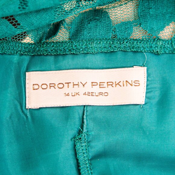 Dorothy Perkins Knee-Length Teal Lace Cocktail Dress, size 10 - Picture 8 of 10